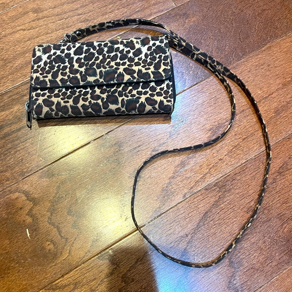 Leopard Wallet on a String Shoulder Strap